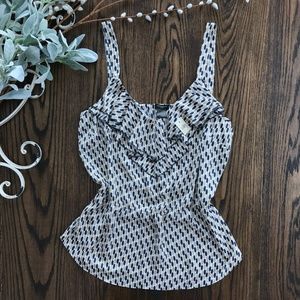 Ann Taylor Ruffle Front Print Tank